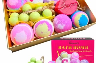 Luxury Bath Bomb Gift Set for Women 9 Vegan Bath Bombs & Grape Soap Sensitive Skin Safe, Non-Toxic Christmas, Birthday Spa Gifts