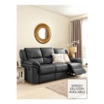 Luxury Faux Leather 3 Seater High Back Manual Recliner Sofa