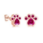 Lynizo Kitty Paw Rose Gold Stud Earrings for Girls