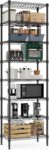 M MZG Height Adjustable Shelves,Heavy Duty Wire Pantry Shelving for Tool Sheds, Garage, and Storehouse,Metal,Black 8 tier, 35 x 60 x 201.8 cm
