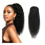 MAHKOTAKU Kinky Curly Drawstring Ponytail Brazilian Virgin Hair 24in