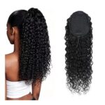 MAHKOTAKU Water Wave Drawstring Ponytail, Natural Black, 20 Inch