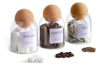 MHDCLY Tea, Coffee & Sugar Canisters with Cork Ball Jars