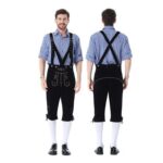 MOKBAY Lederhosen Set for Men – Plaid Trachten, XL, Blue
