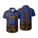 MOKBAY Mens Oktoberfest Costume Plaid Trachten Waistcoat Blue L