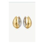 MUCHV Two-Tone Textured Teardrop Hoop Earrings