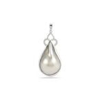 Mabe Cultured Pearl Pendant with White Zircon in Sterling Silver
