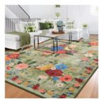 Machine Washable Boho Rug 160x230cm, Non-Slip, Low Pile, Vintage Floral Carpet