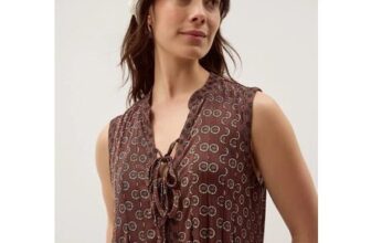 Magdalena Geometric Jersey Top Brown