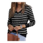 Magritta Striped V-Neck Knit Sweater for Women