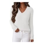 Magritta Womens Long Sleeve V-Neck Knit Sweaters