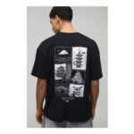 Man Black Oversized Back Print T-Shirt