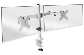 Mars Gaming MARM2 White, Dual Arm Monitor Mount for Screens up to 27, Articulating and Height Adjustable, Sturdy Frame, VESA75 and VESA100