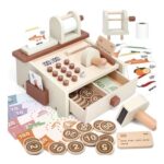 Masonbaby Wooden Cash Register with Scanner and Play Money