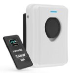 Masterplug Smart EV Home Wall Charger for Type 2 Electric and Plug-In Hybrid Vehicles, Socketed, Mode 3, Auto-Lock, Solar Charging