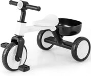 Maxmass 2 in 1 Kids Tricycle, Baby Balance Bike with Removable Pedals and Storage Basket, Carbon Steel Frame, 3 Wheels Toddlers First Bike for 2-4 Years Old