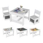 Maxmass 3-Piece Kids Table and Chair Set with Storage Drawers