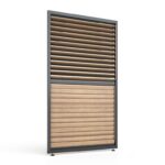 Maze – Eden Pergola Adjustable Wood Effect / Grey Louvre Panel – With Code