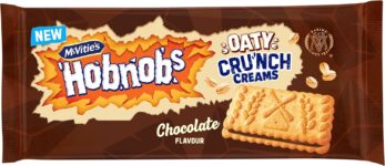 McVities Hobnobs Oaty Crunch Creams, Chocolate Flavour, 100 g (Pack of 1) Delicious Oaty Biscuits, Sweet Sandwich Snack Great for Sharing, Great with Tea or Coffee, Convenient Snack Anytime