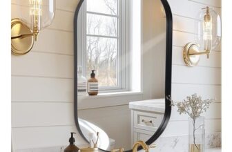 Melodieux Black Wall Mirror, 55×75 Cm, Oval, Metal Framed