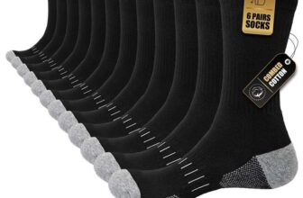 Mens Cotton Crew Socks, Cushioned Work Athletic Socks – Sizes 6-14 – Sold by Stoeury / FBA