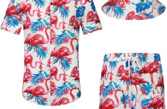 Mens Hawaiian Shirt and Shorts Set 2 Piece Casual Button Down Shirts Summer Beach Outfits with Bucket Hats