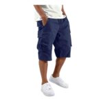 Mens Hiking Shorts Cargo Knee-Length Bermuda with Pockets Navy XL