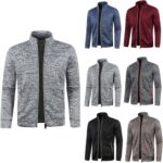 Mens Jumper Zip Up Tops No Hood Stand-Up Collar Crew Neck Jumper Solid Color Long Sleeve Tops Lightweight Breathe Sweater Jackets Soft Comfort Roll Neck Top for Work Travel Golf