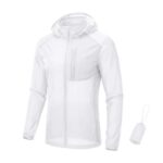 Mens Packable Cycling Jacket with Hood, UPF 50 Windbreaker