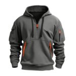 Mens Thermal Fleece-Lined Sweatshirt, No Hood, Kangaroo Pocket