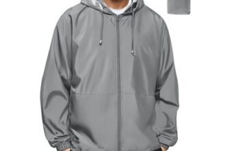Mens Waterproof Lightweight Packable Rain Jacket for Outdoors