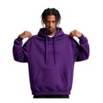 Mens Zip up Hoodie Thermal Kangaroo Pocket Dark Purple 3XL