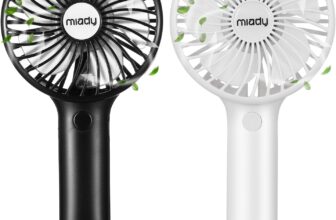 Miady 2-Pack 5000mAh Handheld Portable Fan(7-20 Hours Runtime), USB C Rechargeable Battery Operated 3 Speed Mini fan for Home Office Travel Outdoor and Camping