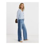 Mid Blue Authentic Side Stripe Wide Leg Jeans