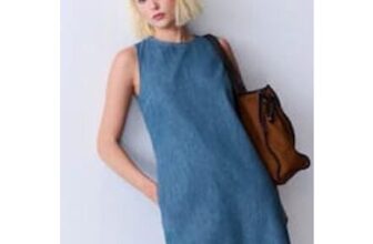 Mid Blue Mini Shift Denim Dress