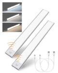 Motion Sensor Lights Indoor, 34 LED Under Cabinet Lights 6500K, USB Rechargeable