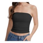 Nabawa Bandeau Top with Built-in Bra, Unpadded, Backless, Black, S