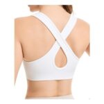 Nabawa Womens Criss-Cross Back Unpadded High-Impact Sports Bra, White XL