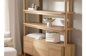 Natural Noa Oak Effect Tube Leg Wide Shelf