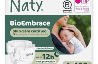 Naty BioEmbrace Baby Newborn Nappies, Size 1 (25kg), 100 Count