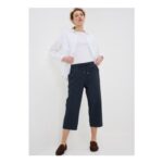 Navy Cropped Clipper Trousers