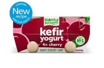 Nectar Price Biotiful Gut Health Kefir Yogurt Cherry 4 X 115g
