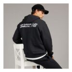 New Balance Mens Tone Big Logo Back Graphic Hoodie Black