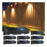 Nibuuecer Solar Fence Lights, 8-Pack, 9 Colors, 11 Modes, IP65