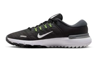 Nike Mens Free Golf NN Golf Shoes (Black/White-Iron Grey-Volt ) with 1 year waterproof warranty – with code