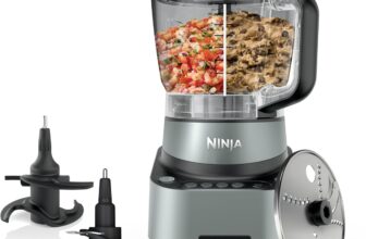 Ninja PrecisionPro 2.1L Food Processor, 4 Auto Presets and Manual Settings Make Pizza and Bread Dough, Slice Vegetables and More, Dishwasher Safe Parts, Black BZ651UK