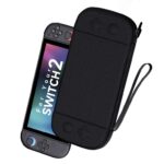 Nintendo Switch 2 Slim Carrying Case Hard Shell Travel Bag with 12 Game Card Slots & Screen Protector Mat – Black