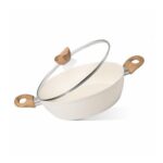 Non-Stick Pot with Glass Lid, 3.1 Qt, Induction, 26cm, Cream