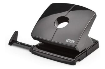 Novus B-220 Paper Hole Punch, 20 Sheets, Stop Rail, Black