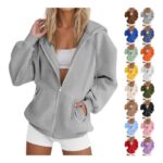 Nuoke Zip-up Hoodie for Women, Red, Size 18-20, Christmas Jumper